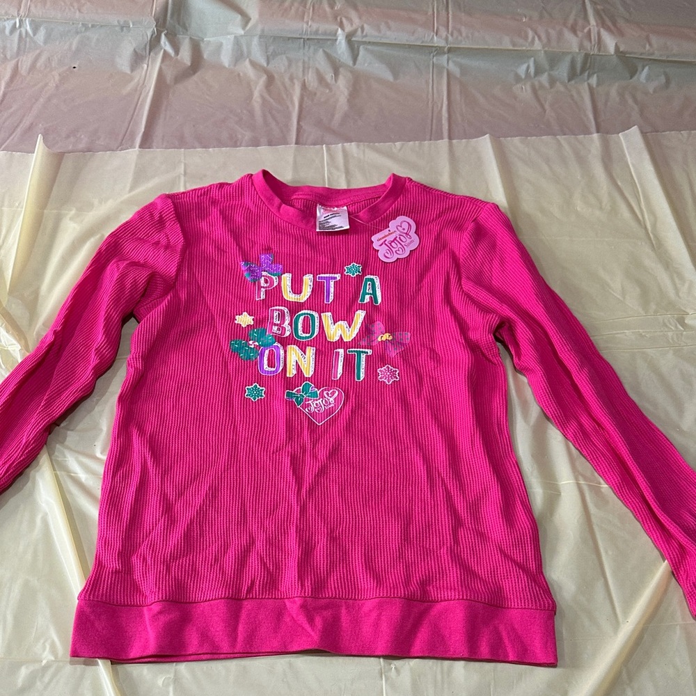Pink Kids Shirt with Bow Design JoJo size medium